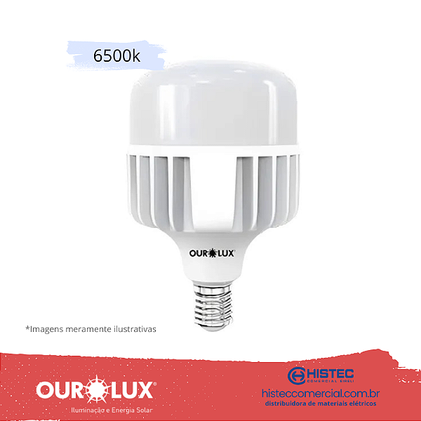 LÂMPADA SUPERLED BULBO  T ALTA POTÊNCIA OUROLUX 80W E27 BIVOLT 6500K 20383