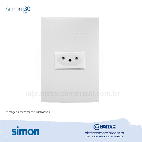 CONJUNTO TOMADA 2P+T 20A 250V BRANCA SIMON 30 LINE 300926-30