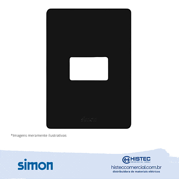 PLACA 4x2 1P HORIZONTAL+SUPORTE PRETO SIMON 20.911-37