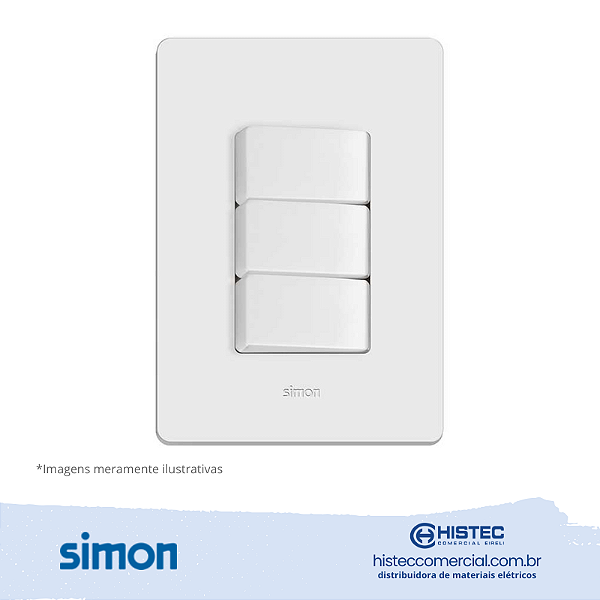 CONJUNTO 3 INTERRUPTORES SIMPLES 10A 250V BRANCA SIMON 20.937-30