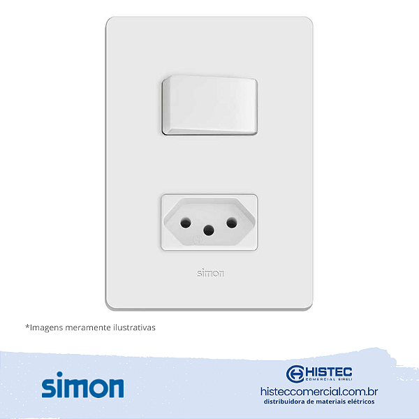 CONJUNTO INTERRUPTOR PARALELO+TOMADA 2P+T 10A BRANCA SIMON 20.958-30
