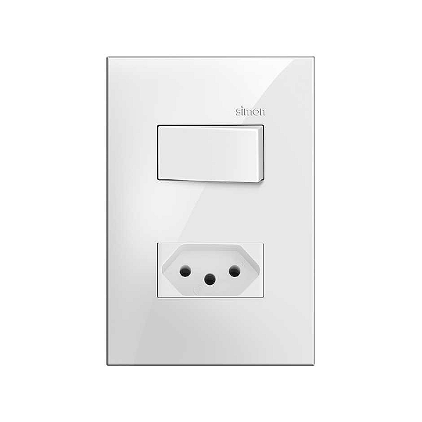 CONJUNTO INTERRUPTOR PARALELO+TOMADA2P+T 10A 4x2 BRANCO SIMON 35.958-30