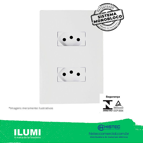 CONJUNTO 2 TOMADAS MONOBLOCO 20A 250V 4x2 BR ILUMI 94121 I9