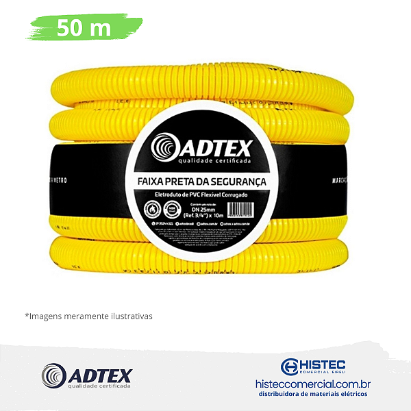 ELETRODUTO CORRUGADO FLEX PVC AMARELO 25MM-3/4" COM 50M ADTEX
