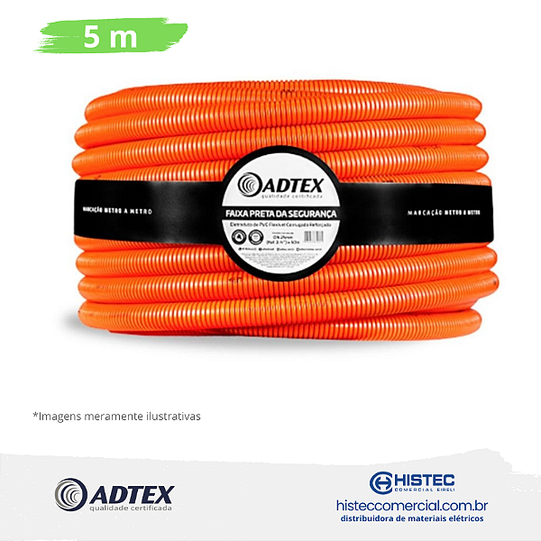 ELETRODUTO CORRUGADO FLEX PVC LARANJA 32MM-1" COM 05M ADTEX