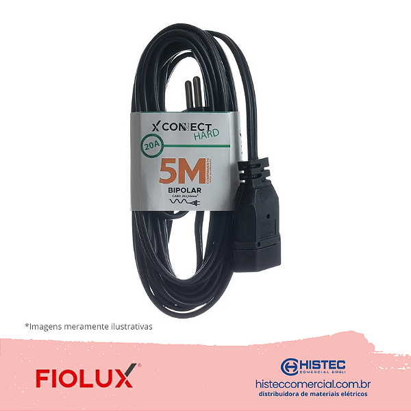 EXTENSÃO CONNECT HARD 3P M-F 20A COM CABO 5M PT FIOLUX