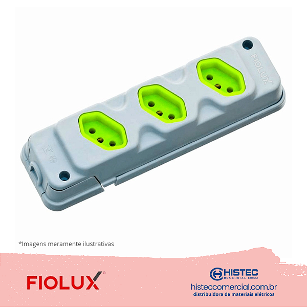 TOMADA BARRA ROBUST COM 3 TOMADAS 3P 20A CINZA-VERDE FIOLUX