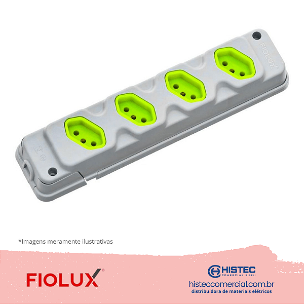 TOMADA BARRA ROBUST COM 4 TOMADAS 3P 20A CINZA-VERDE FIOLUX