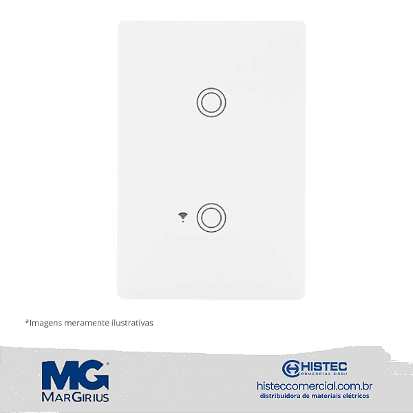 INTERRUPTOR INTELIGENTE TOUCH 2C 4x2 BR BIVOLT 21561 MARGIRIUS