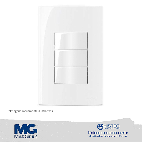 CONJUNTO 3 INTERRUPTORES SIMPLES SEPARADOS 10A 250V MARGIRIUS SLEEK BR 16010