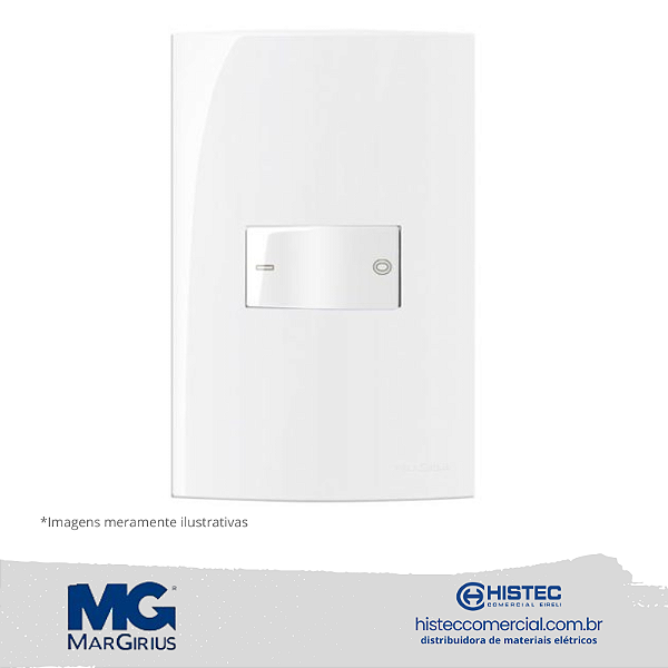 CONJUNTO INTERRUPTOR BIPOLAR SIMPLES 10A 250V MARGIRIUS SLEEK BR 16013