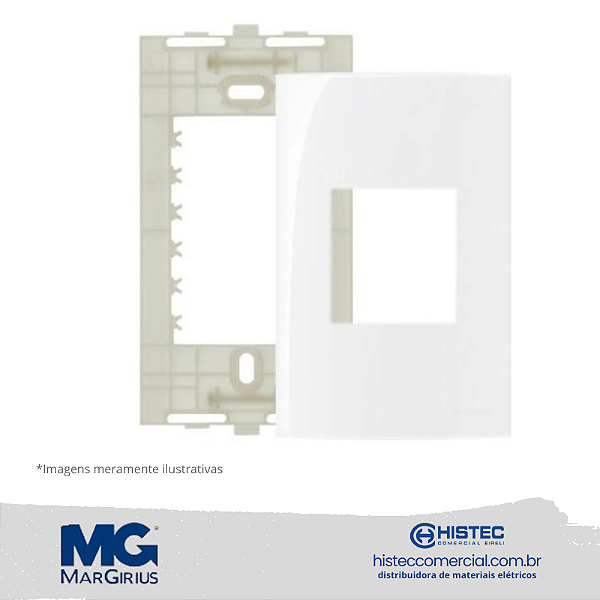 PLACA 4x2 2 POSTOS COM SUPORTE MARGIRIUS SLEEK BR 16025