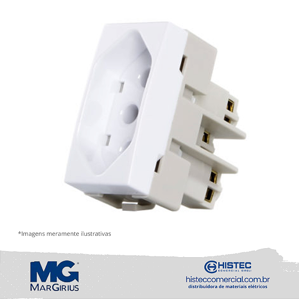 MÓDULO TOMADA 2P+T PB 20A 250V MARGIRIUS SLEEK BR 16048
