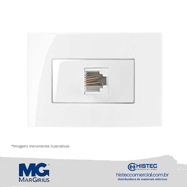 CONJUNTO TOMADA TELEFONE RJ11 4 FIOS PARA MOVEIS MARGIRIUS SLEEK BR 16151