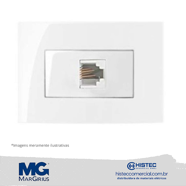 CONJUNTO TOMADA INFORMATICA RJ45 CAT5e PARA MOVEIS MARGIRIUS SLEEK BR 16153