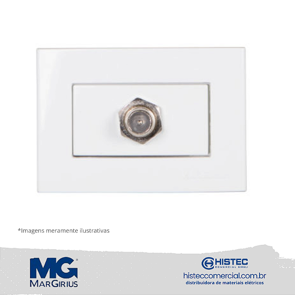 CONJUNTO TOMADA ANTENA TV 75 OHMS PARA MOVEIS MARGIRIUS SLEEK BR 16155