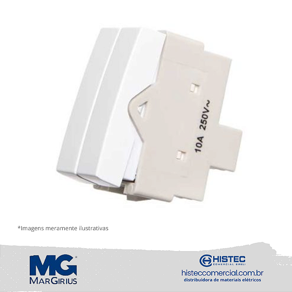MÓDULO INTERRUPTOR DUPLO PARALELO 10A 250V(MINI) MARGIRIUS SLEEK BR 17840