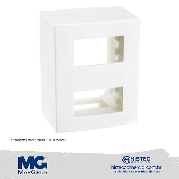 CAIXA SOBREPOR 95x75 2P SEPARADOS COM SUPORTE MARGIRIUS SLEEK BR 18645