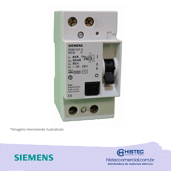 DISPOSITIVO DR 2P  80A  30mA AC 5SM1 317-0 SIEMENS