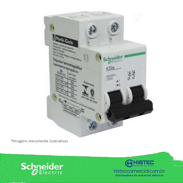 DISJUNTOR K32A 2 POLOS CURVA C 32A REF 11281 SCHNEIDER
