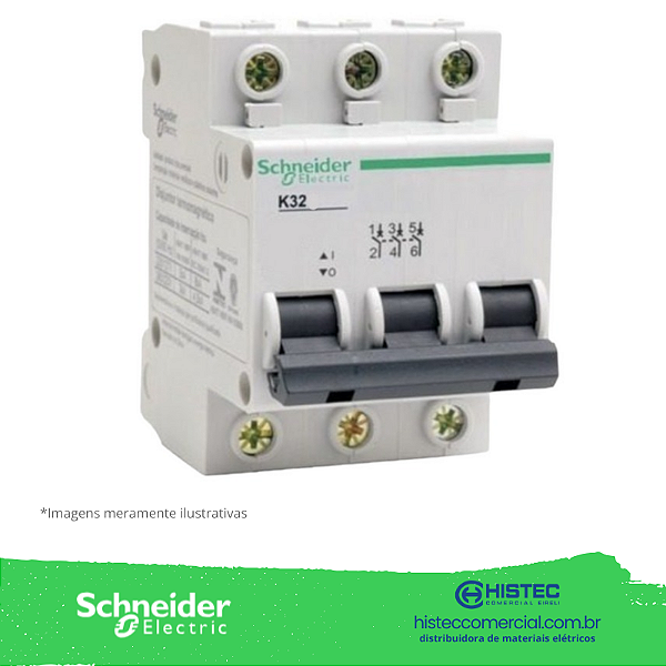 DISJUNTOR K32A 3 POLOS CURVA C 32A REF 11290 SCHNEIDER