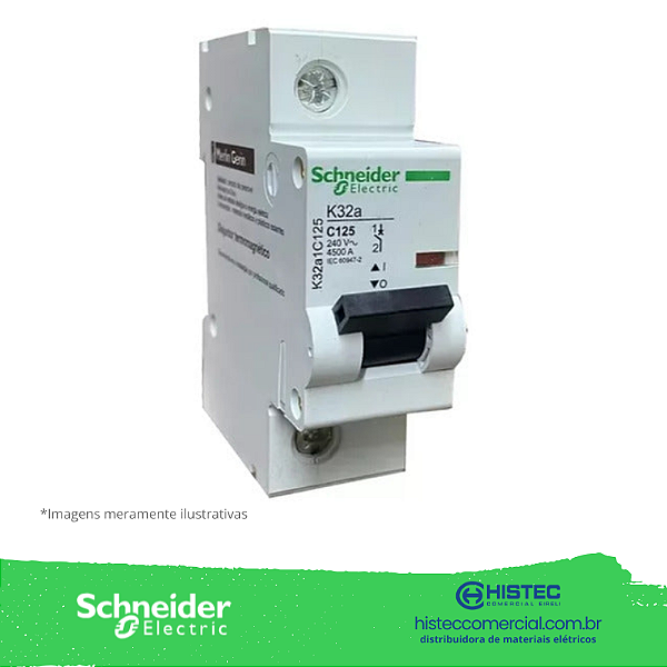 DISJUNTOR K32A1C125 1 POLO CURVA C 125A 6KA 220V SCHNEIDER