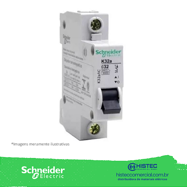 DISJUNTOR K32A1C32 1 POLO CURVA C 32A 6KA 220V SCHNEIDER