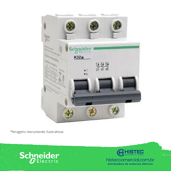 DISJUNTOR K32A3C6 3 POLOS CURVA C 6A 6KA 220V SCHNEIDER / MERLIN GERIN