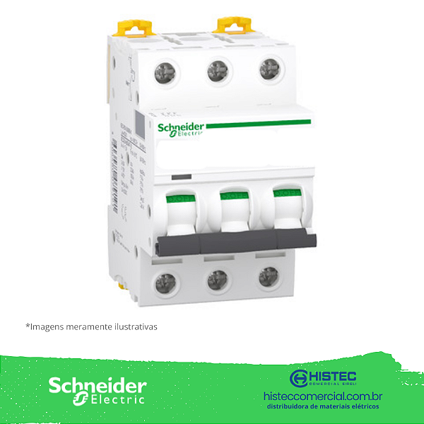 DISJUNTOR K60 3 POLOS CURVA C 63A 6/10KA REF 21193 SCHNEIDER / MERLIN GERIN