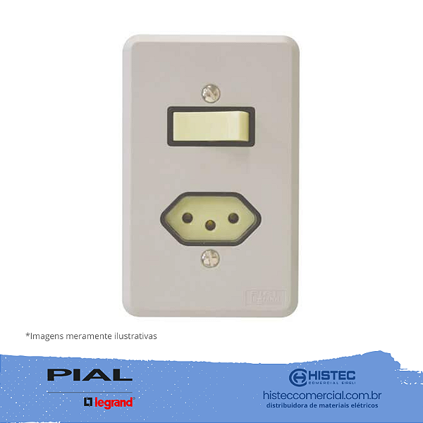 SILENTOQUE 054347 CONJUNTO INTERRUPTOR PARALELO+TOMADA 2P+T 10A COM PLACA PIAL