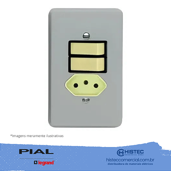 SILENTOQUE 054349 CONJUNTO INTERRUPTOR SIMPLES+PARALELO+TOMADA 2P+T 10A COM PLACA PIAL