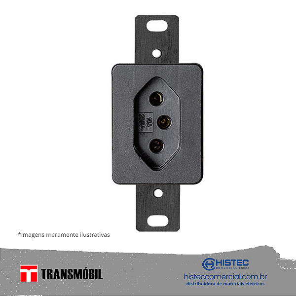 TOMADA CONDULETE 2P+T RETANGULAR 10A 250V PRETA 23079 TRANSMOBIL