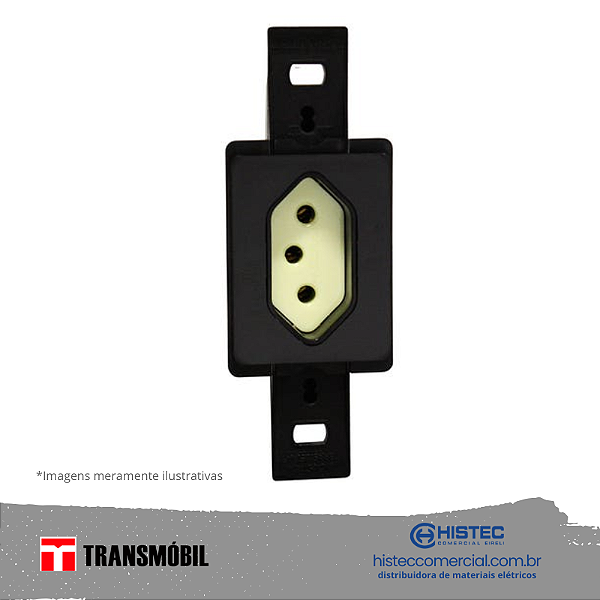 TOMADA CONDULETE 2P+T RETANGULAR 10A 250V PRETO/VERDE 23081 TRANSMOBIL
