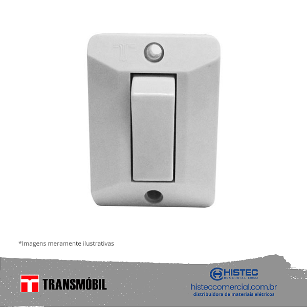 INTERRUPTOR SOBREPOR SIMPLES 10A 250V CINZA 17065 TRANSMOBIL