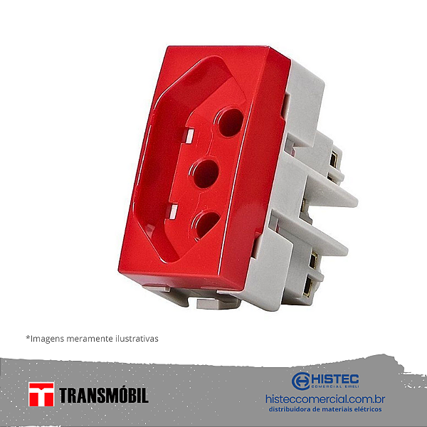 MÓDULO TOMADA 3P 20A 250V VERMELHO 25035 NBR14136 TRANSMOBIL