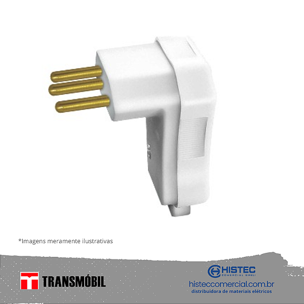 PLUG MACHO COM PRENSA CABO 2P+T 10A 250V BR 11106 TRANSMOBIL