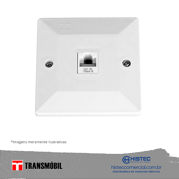 TOMADA TELEFONE RJ11 2 VIAS 1 LINHA SISTEMA "X" BRANCO 13042 TRANSMOBIL