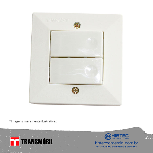 2 INTERRUPTORES PARALELOS 10A 250V SISTEMA "X" BRANCO 13051 TRANSMOBIL