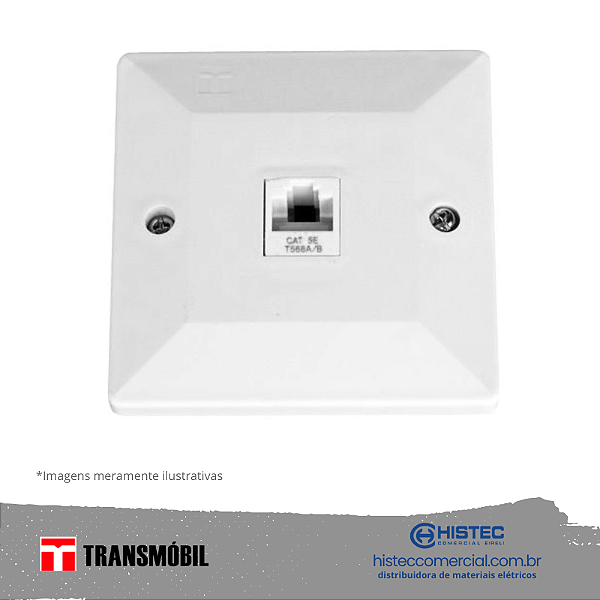TOMADA RJ45 8 VIAS CAT5E SISTEMA "X" BRANCO 13148 TRANSMOBIL