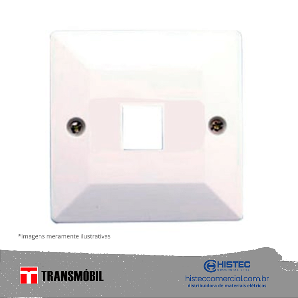 PLACA 75X75 PARA 1RJ SISTEMA "X" BRANCO 13500 TRANSMOBIL