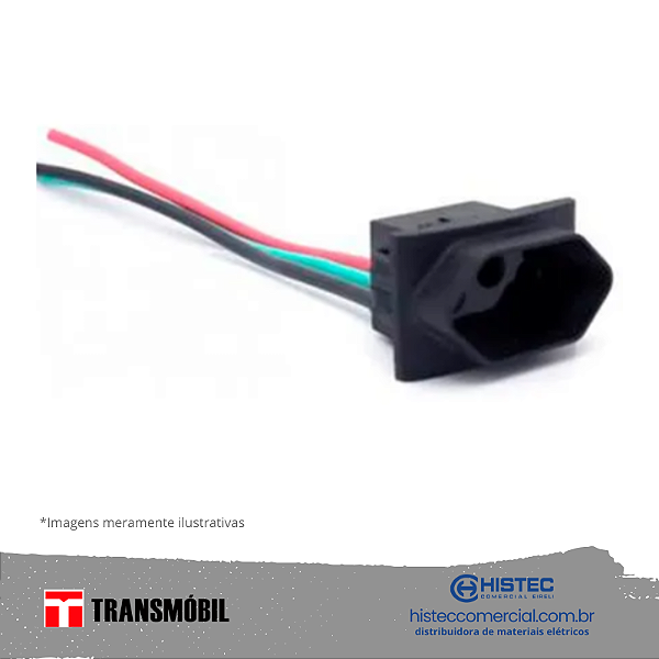 TOMADA PAINEL 2P+T 16A 250V PT 30123 NBR COM RABICHO TRANSMOBIL