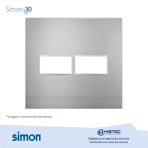 PLACA 4x4 2P+SUPORTE ALUMINIO SIMON 30 LINE 300911-54