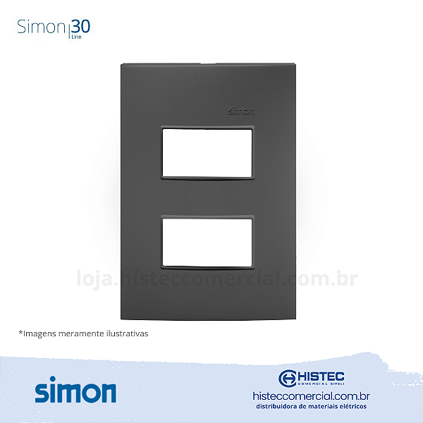 PLACA 4x2 2P SEPARADO+SUPORTE GRAFITE SIMON 30 LINE 300912-38
