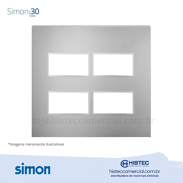 PLACA 4x4 4P SEPARADO+SUPORTE ALUMINIO SIMON 30 LINE 300912-54