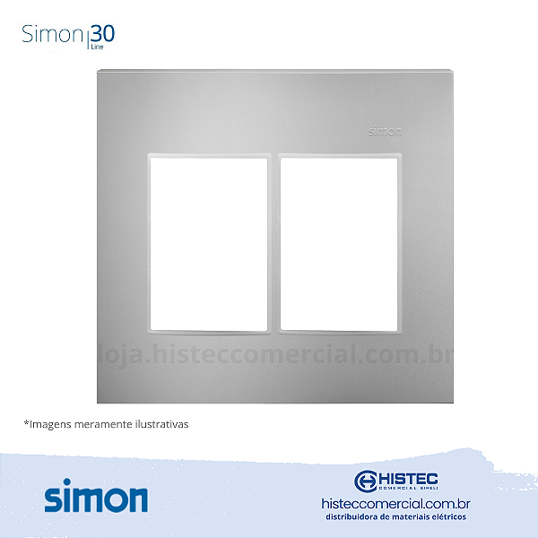 PLACA 4x4 6P+SUPORTE ALUMINIO SIMON 30 LINE 300913-54