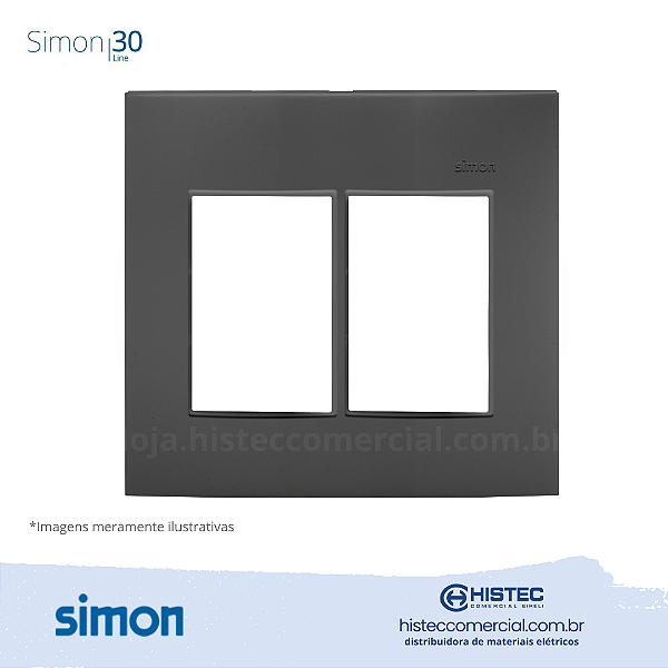 PLACA 4x4 6P+SUPORTE GRAFITE SIMON 30 LINE 300913-58