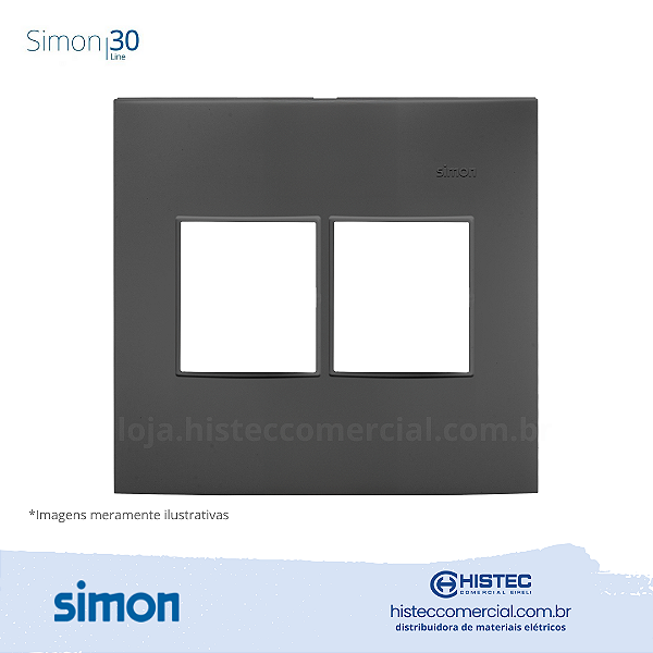 PLACA 4x4 4P+SUPORTE GRAFITE SIMON 30 LINE 300922-58