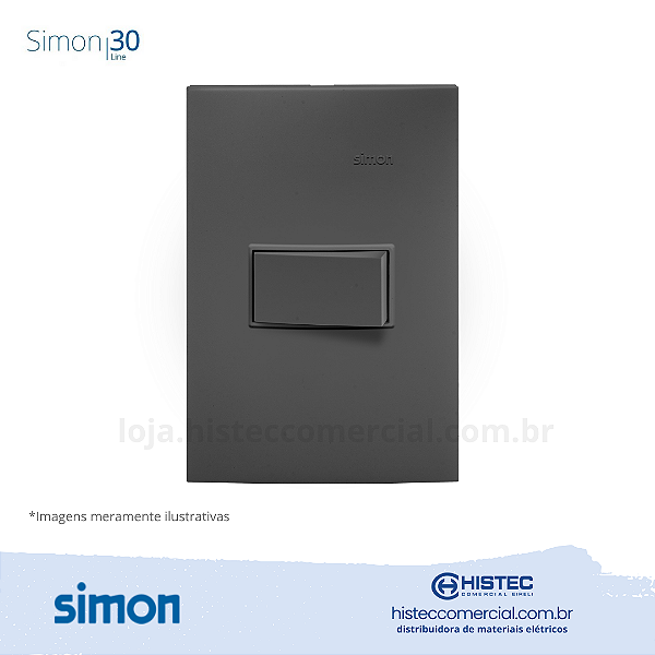 CONJUNTO INTERRUPTOR PARALELO 10A 250V GRAFITE SIMON 30 LINE 300933-38
