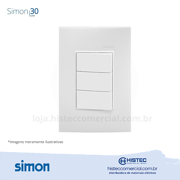 CONJUNTO 3 INTERRUPTORES PARALELO 10A BRANCO SIMON 30 LINE 300938-30