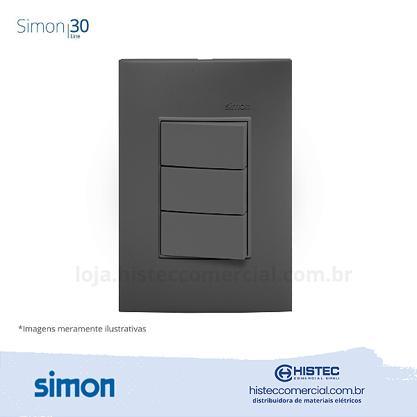 CONJUNTO 3 INTERRUPTORES PARALELO 10A GRAFITE SIMON 30 LINE 300938-38